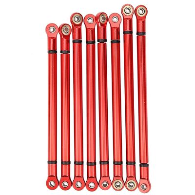 RC Link Rods, 8Pcs Aluminium Alloy Chassis 313mm Wheelbase Link Rod for Axial SCX10 1/10 Scale RC Crawler Car Upper & Lower Rod Link Linkage Wheelbase Upgrade Parts(Red)