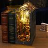 Book Nook Kits for Adults - 3D Bookend 2026 New, Book Nook Kit Bookshelf Decor DIY Miniature House Kit for Bookshelf with Sensor Light, Stand Bookshelf for Booknook Model Kits Tiny House Arts Crafts view 1