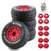 Chanmoo 1/10 RC Short Course Truck Tires And Wheels With 12mm 14mm 17mm Hex 113mm 1/8 Rubber Tyres For 1/8 or 1/10 Scale On Road Car HSP Sonic 94102 GT PTG-2 Tamiya TT02 RC Racing Car 4PCS (Red B) view 1