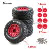 Chanmoo 1/10 RC Short Course Truck Tires And Wheels With 12mm 14mm 17mm Hex 113mm 1/8 Rubber Tyres For 1/8 or 1/10 Scale On Road Car HSP Sonic 94102 GT PTG-2 Tamiya TT02 RC Racing Car 4PCS (Red B) view 3