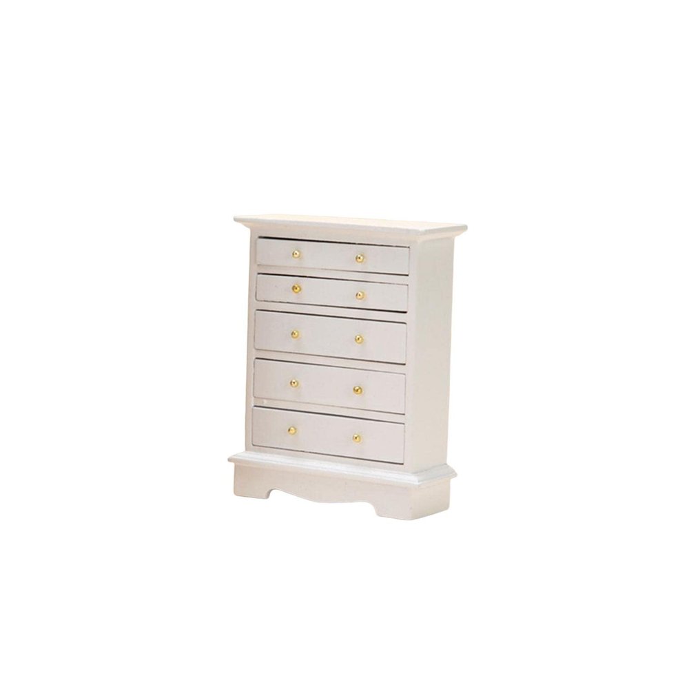 Menolana 1/12 Scale Dollhouse Vertical Storage Cabinet Simulation Wood Furniture Model Smooth Surface and Polished Delicate Bedroom Decor, White