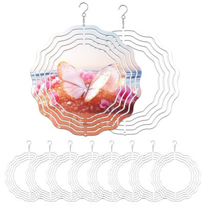 10 Pack 8 Inch Sublimation Wind Spinner Blanks,3D Aluminum Wind Spinners Hanging Wind Spinners for Yards & GardensRound