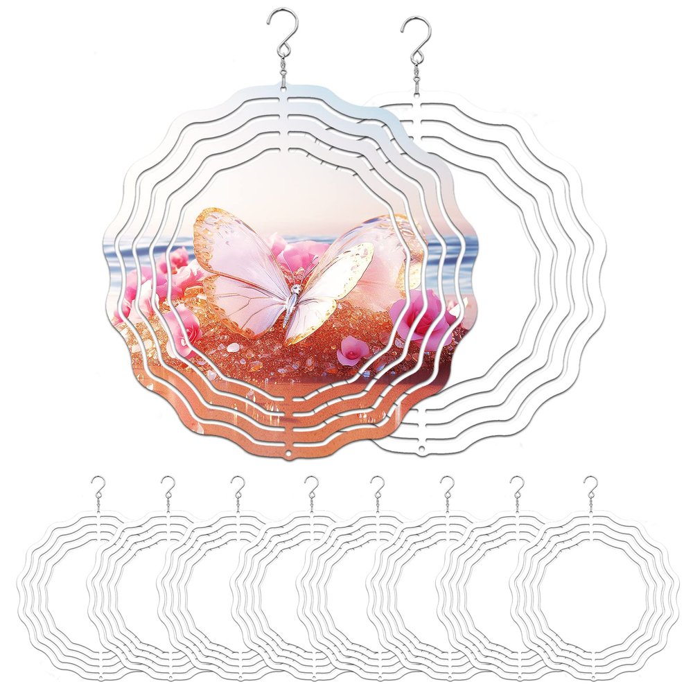 10 Pack 8 Inch Sublimation Wind Spinner Blanks,3D Aluminum Wind Spinners Hanging Wind Spinners for Yards & GardensRound