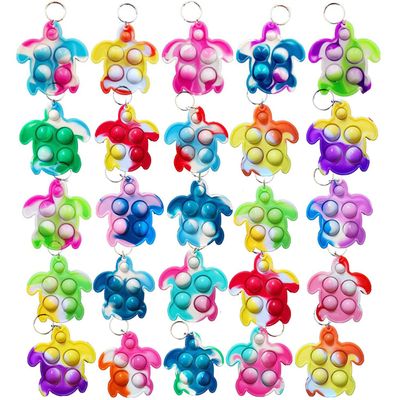 100 Packs Bulk Turtle Mini Pop Fidget Toys, Autism Special Needs Squeeze Sensory Gift for Students Bubble Prize, Beach Ocean Animal Summer Party Favors
