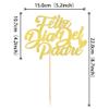 1 Pack Feliz Da Del Padre Cake Topper Glitter Happy Father's Day Cake Picks Spanish Feliz Cumpleaos Papa Cake Decoration for Happy Father's Day Party Supplies Gold view 2