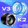 MAGICYOYO Responsive Yoyos for Kids Beginners, Pro Yo-yo 2 Pack, Dual Funtion Trick Yoyo V3 + Cystal Yoyo K2 with 12 Yo-yo Strings, 2 Holes Case Bag, Accessory Kit (V3 Black + K2 Blue) view 2