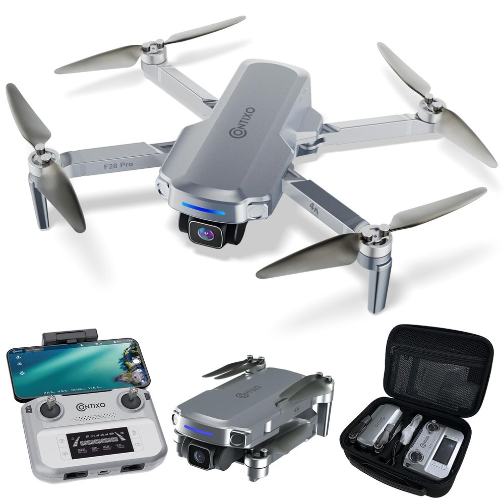 Contixo Mini GPS Drone With 4K Camera, 25 Mins Flight Brushless Motor, Way Point Orbit Mode, Follow Me RC Drones FPV Foldable Quadcopter For Beginner Adults Teenagers Kids