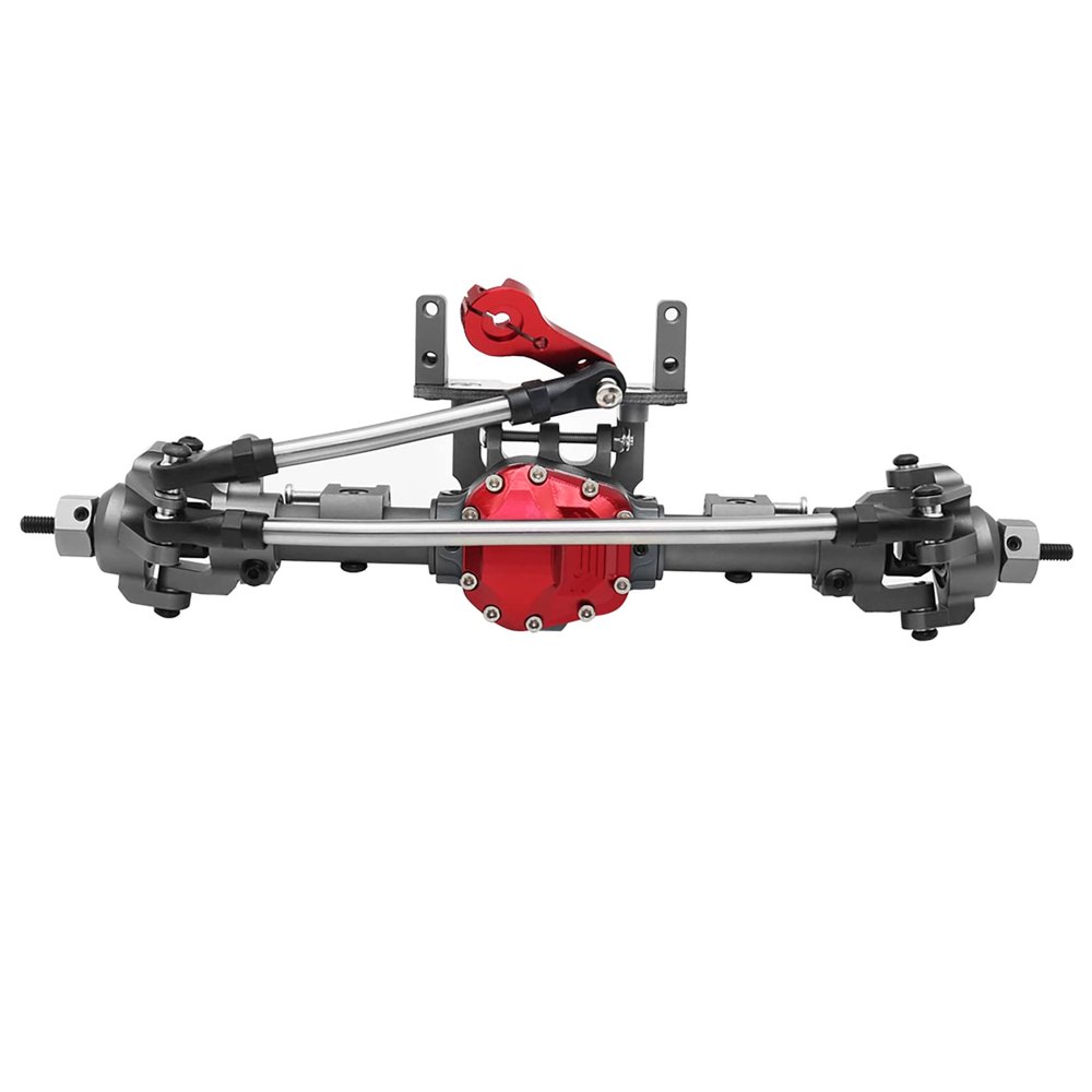 RXZIXYL SCX10 II Aluminum Alloy CNC Front Rear Axle Set 30T/8T for 1/10 RC Crawler Axial AR44 90047 90046 AX90060 Builders Kit Upgrade (Gray Front Axle)