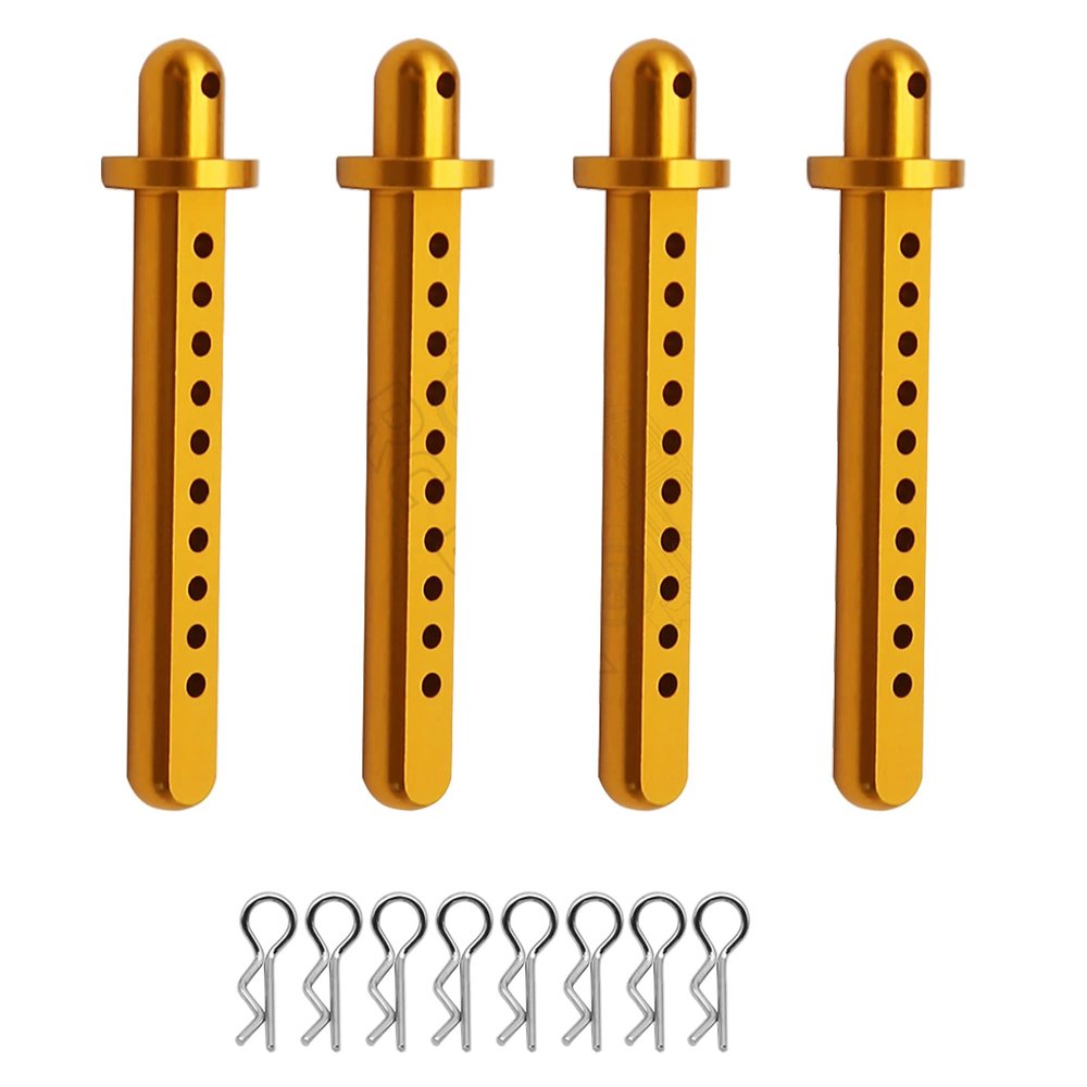 RXZIXYL Metal RC Car Shell Column Mount Body Post Holder with R Clips for 1/10 RC Crawler Car Axial SCX10 Upgrade Upgrade Shell Column (A Gold)