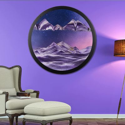 AECEVAN Wall Mount Moving Sand Art, 23.6'' Wall Mounted Rotate Sculpture 3D Deep Sea Sandscape Moving Display Round Glass Sandscape Moving Flowing Sand Frame Wall Art Decor for Home Office