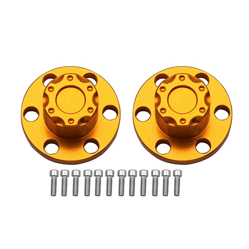 RXZIXYL Metal 1.9 2.2" Wheel Rim Center Dust Cap 6 Holes for 1/10 RC Crawler Axial SCX10 TRX4 D90 Wheel Hub Caps Upgrade Parts (A Golden)
