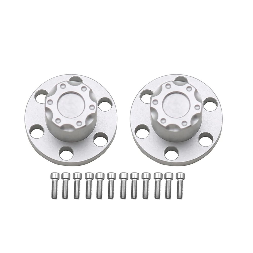 RXZIXYL Metal 1.9 2.2" Wheel Rim Center Dust Cap 6 Holes for 1/10 RC Crawler Axial SCX10 TRX4 D90 Wheel Hub Caps Upgrade Parts (A Silver)