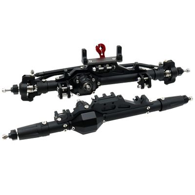 RXZIXYL CNC Diamond-Shaped Aluminum Complete Front & Rear Axle for 1/10 RC Crawler Rock Racer Axial Wraith 90018 RR10 Capra 1.9 UTB (BK Front Rear Axle)