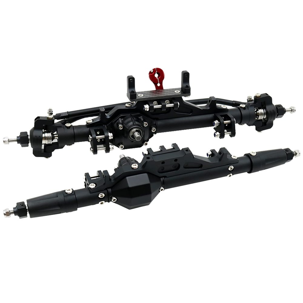RXZIXYL CNC Diamond-Shaped Aluminum Complete Front & Rear Axle for 1/10 RC Crawler Rock Racer Axial Wraith 90018 RR10 Capra 1.9 UTB (BK Front Rear Axle)