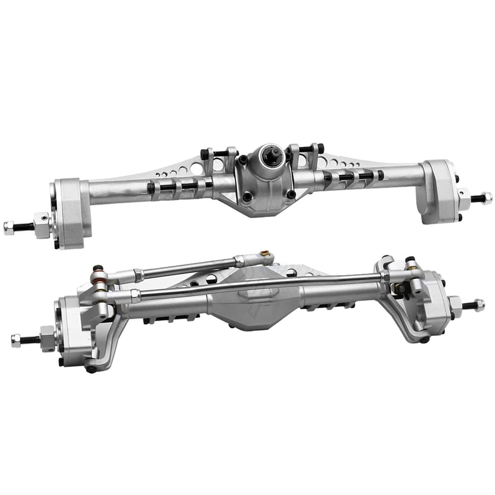 RXZIXYL 1/10 RC Crawler All Metal Front and Rear Portal Axle for Axial Capra 1.9 UTB AXI03004 AXI03000T1 T2 Buggy F9 Upgrade Parts (Silver Axle F and R)
