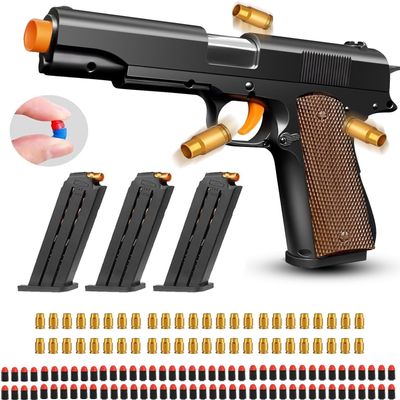Toy Gun, Shell Ejecting Toy Gun with Soft Bullets, Educational Model Toy Pistol Shooting Game, Gifts for Kids Boys Girls