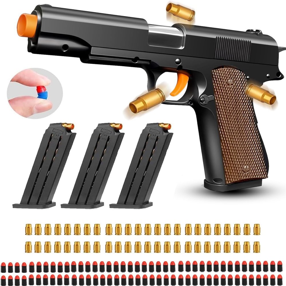 Toy Gun, Shell Ejecting Toy Gun with Soft Bullets, Educational Model Toy Pistol Shooting Game, Gifts for Kids Boys Girls