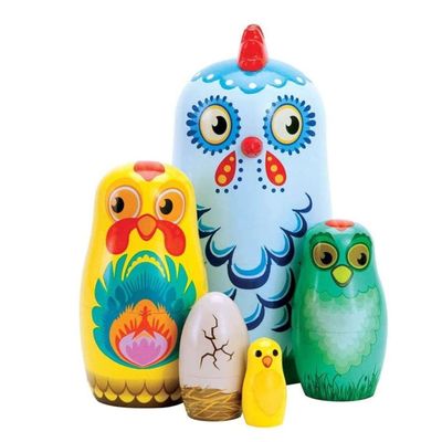 SLOFL Matryoshka 5 Pieces Animal Chicken Russian Nesting Dolls Matryoshka Toy Home Decor Toy Gift Creative Toys
