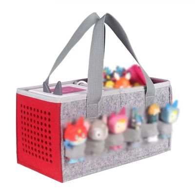 Carrying Case for Tonies Starter Set & Storage Bag for Tonies Figurine, Home Outdoor Hand Bag for Toniebox 2 Audio Player and Dolls Musical Toy Folding Bag for Kids Toniebox Accessories (Gray Red)
