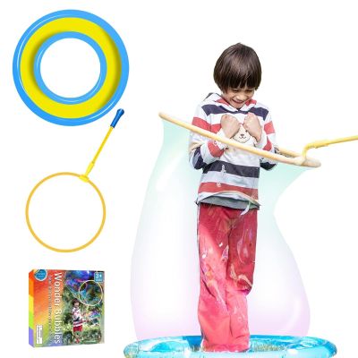 UgyDuky Kid in a Bubble Toy Giant Bubble Wand Big Bubbles Hoop with Dipping Pool Tray, Fun Outdoor Toys Playtime Activity Summer Toy Set for Kids and Adults Birthday Party Game