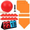 Jenaai 18 Pcs Sports Kickball Set Includes Playground Ball 5 Rubber Throw Down Bases Ball Pump Scoreboard Net Bag 10 Foul Line Cones for Adults Playground Backyard Game (10 Inch,Red) view 1