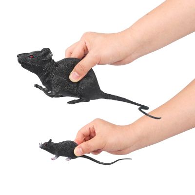2 PCS Plastic Fake Rat Toys Halloween Prank Props Party Decoration Mouse Simulation Toys 7-inch Big Rat Toys Novelty Props for Haunted House Party