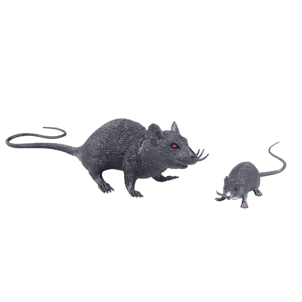 2 PCS Plastic Fake Rat Toys Halloween Prank Props Party Decoration Mouse Simulation Toys 7-inch Big Rat Toys Novelty Props for Haunted House Party