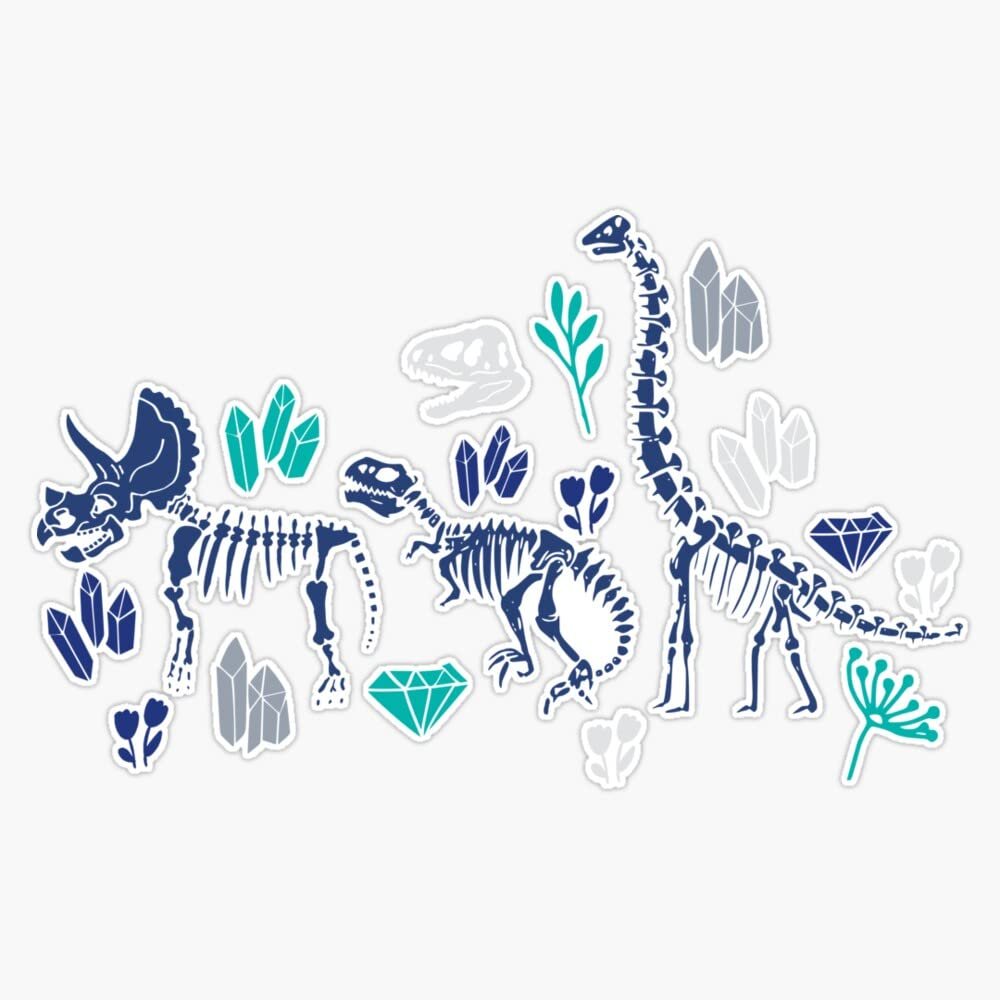 Fossil Dinosaur Skeletons Pattern Sticker Decal Size 5"