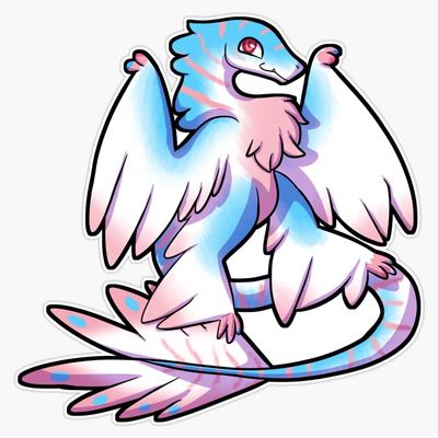 Prideosaur - Trans Pride Microraptor Sticker Decal Size 5"