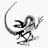 Velociraptor Fossil Skeleton in Blue Sticker Decal Size 5" view 1