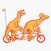 Cycling Raptors On Tandem Bicycle Sticker Decal Size 5" view 1