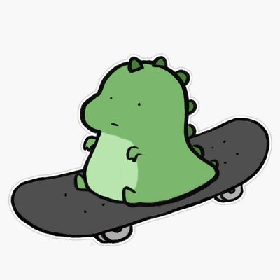 Chonky Dino On Skateboard Sticker Decal Size 5"