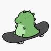 Chonky Dino On Skateboard Sticker Decal Size 5" view 1