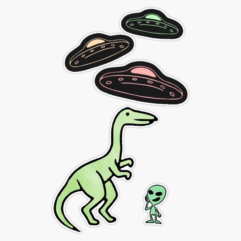 Velociraptor Alien Abduction Sticker Decal Size 5"
