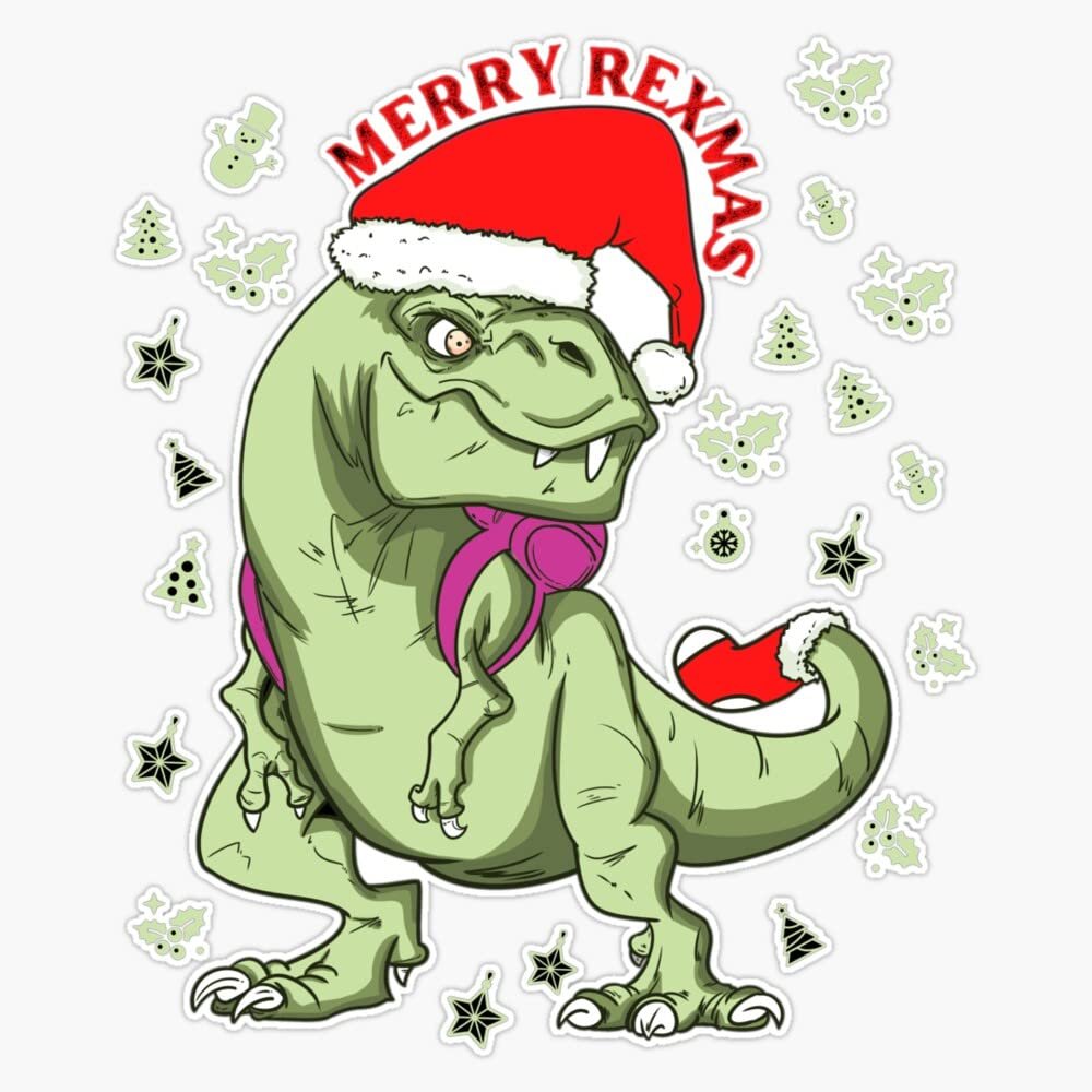 Merry Rex-Mas Sticker Decal Size 5"