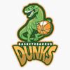 Basketosaurus Dunks in Green Sticker Decal Size 5" view 1