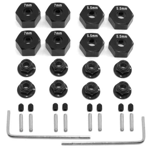 34Pcs Metal 12mm Hex Wheel Hubs for Traxxas 1/10 2WD Slash Rustler Stampede 2wd (Black)