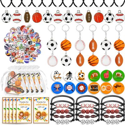 122 PCS Sports Club Party Favors - Basketball, Baseball, Football, Soccer Tags & Goodie Bags for Kid Birthday Party & Baby Shower (Style 01)