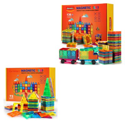 Gemmicc 136PCS + 72PCS Magnetic Tiles Set