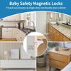 Magnetic Cabinet Locks Baby Proofing (16 Pack + 2 Keys), Aukfa Children Proof Cupboard Drawers Latches with Adhesive, Child Locks Easy Installation, No Drilling or Screws Fixed view 3