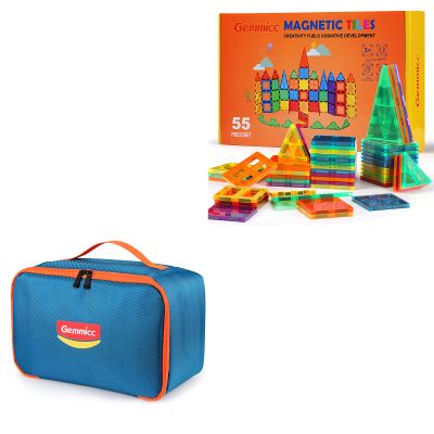 Gemmicc 55PCS Magnetic Tiles Set +Storage Bag