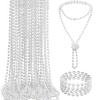 36PCS Faux Pearl Necklace Bulk-31.5 Inch 7mm Elegant White Pearl Bead Necklace for Women Pearl Bead Necklace for 1920s Gatsby Tea Party Favor Wedding Decorations view 1