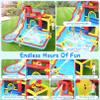 WONFUY Water Slide Bounce House with Blower, Kids Inflatable Water Slide Park Indoor Outdoor Fun Wet Dry Combo Bouncy House Castle w/Splash Pool, Climbing Wall, Cannon, Basketball Hoop, Football Gate view 2
