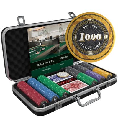 Bullets Playing Cards | Professional Poker Set Silvio | 300 Ceramic Poker Chips (10 g) with Premium Carrying Case  Casino Poker Set for Texas Holdem