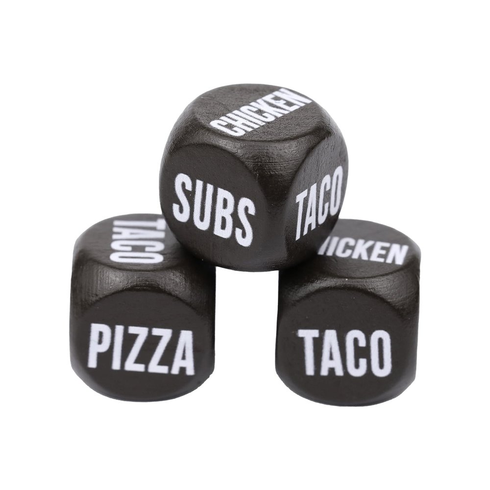 Bobbird Dinner Decision Dice, Fun Wooden Decider Dice,Food Decision Dice, Dinner Dice Decision Take Out Dice, Best Gift for Tangled/Choice Phobia (3 pcs)