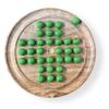 30cm Diameter MANGO WOOD SOLITAIRE BOARD GAME with Pea Green Glass Marbles | |classic wooden solitaire game | strategy board game view 1