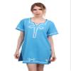 C-ZOFEK Blue Shirt Tunic Cosplay Costume, Women's US Size Loose Fit Short Sleeves V-neck Side Slit Dress (XXL) view 2