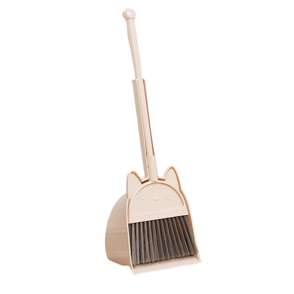 Fenteer Mini Broom with Dustpan, Children Sweeping House Cleaning Toy Set, Little Housekeeping Helper Set for Girls Age 3-6, Light Yellow