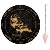AHANDMAKER Pendulum Board Set, Wooden Dowsing Divination Board Metaphysical Message Board with Crystal Pendulum Necklace for Witchcraft Wiccan Altar Supplies Kit, Night Crow view 1