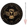 AHANDMAKER Pendulum Board Set, Wooden Dowsing Divination Board Metaphysical Message Board with Crystal Pendulum Necklace for Witchcraft Wiccan Altar Supplies Kit, Hourglass& Wings view 1